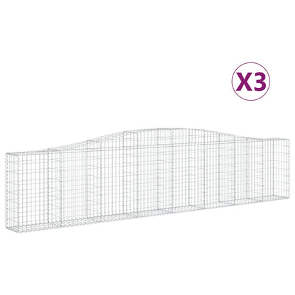 Gabionen mit Hochbogen 3 Stk. 400x30x80/100cm Verzinktes Eisen - Pazzar.ch
