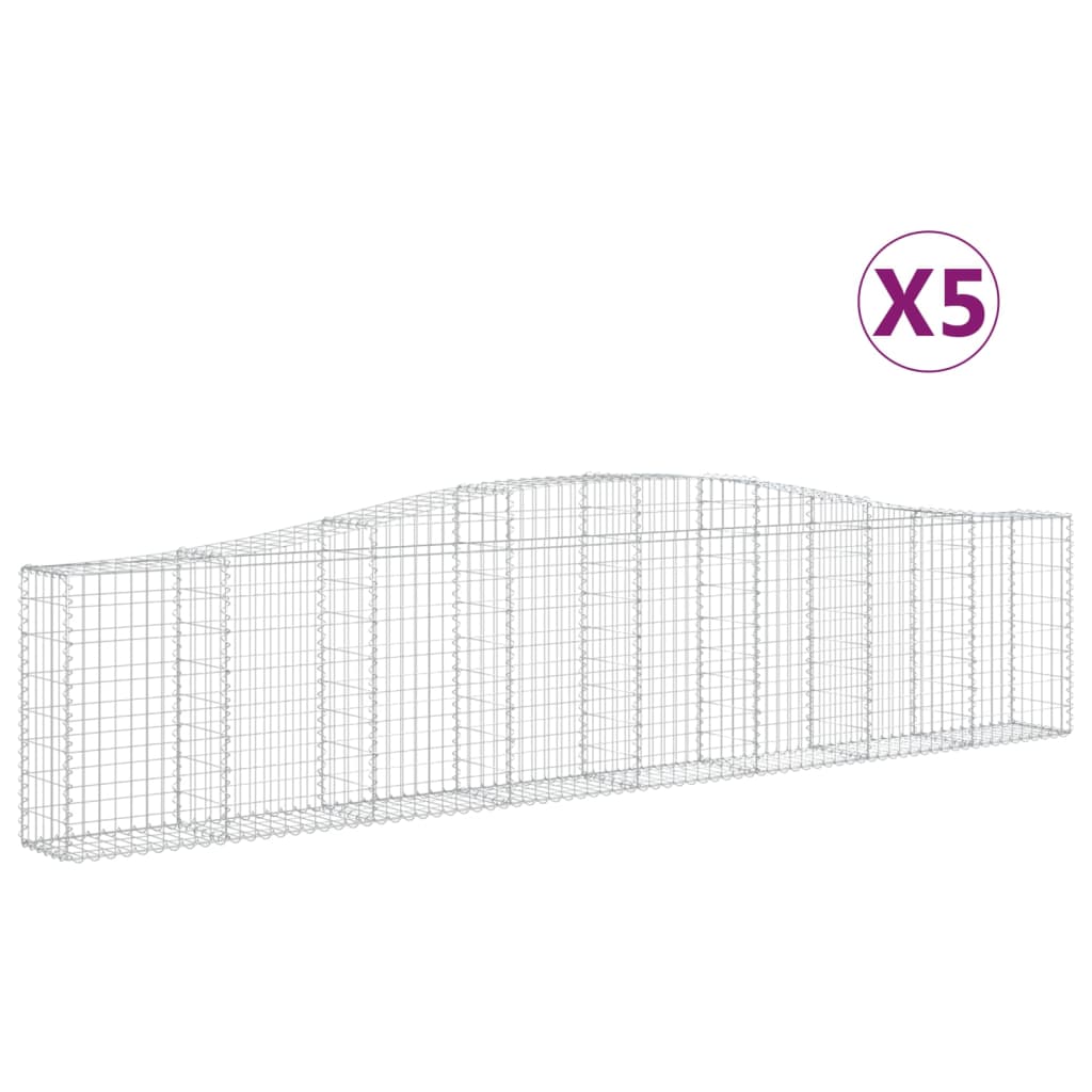 Gabionen mit Hochbogen 5 Stk. 400x30x80/100cm Verzinktes Eisen - Pazzar.ch