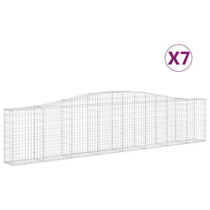 Gabionen mit Hochbogen 7 Stk. 400x30x80/100cm Verzinktes Eisen - Pazzar.ch