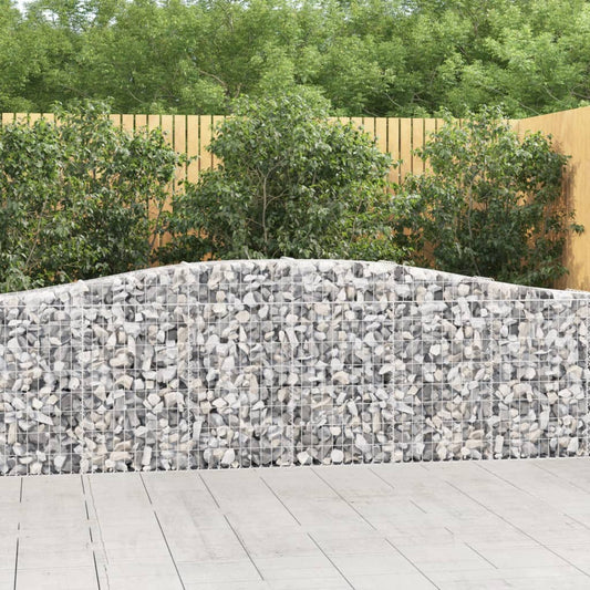 Gabionen mit Hochbogen 7 Stk. 400x30x80/100cm Verzinktes Eisen - Pazzar.ch