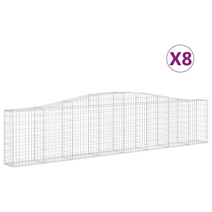 Gabionen mit Hochbogen 8 Stk. 400x30x80/100cm Verzinktes Eisen - Pazzar.ch