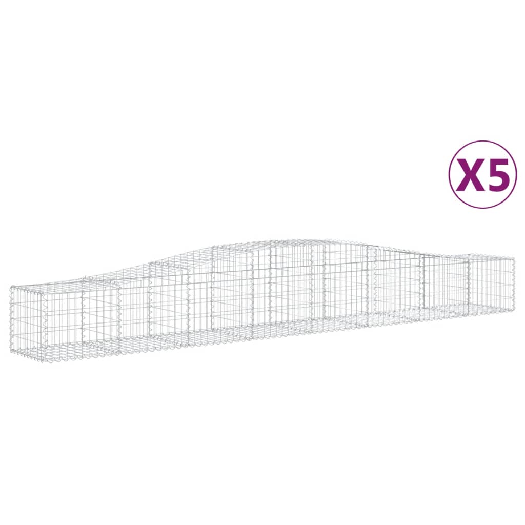 Gabionen mit Hochbogen 5 Stk. 400x50x40/60cm Verzinktes Eisen - Pazzar.ch