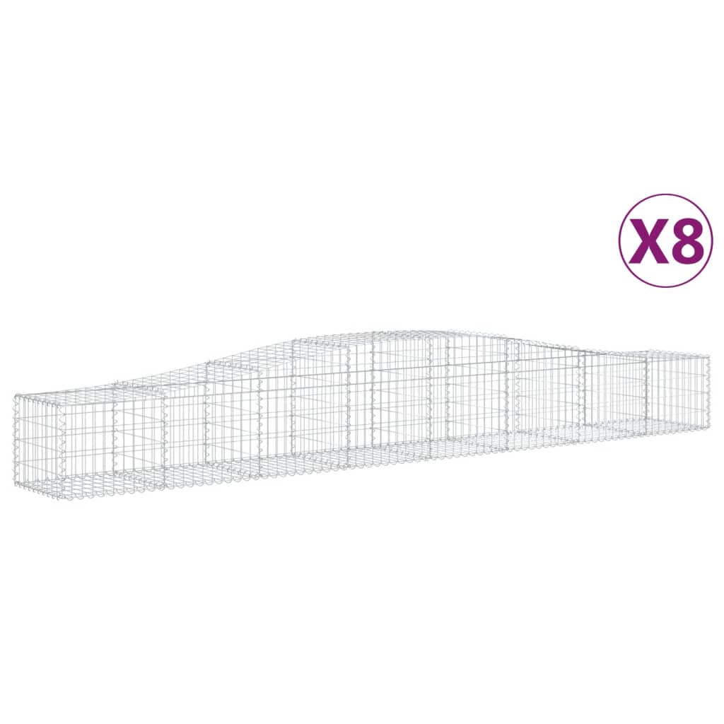 Gabionen mit Hochbogen 8 Stk. 400x50x40/60cm Verzinktes Eisen - Pazzar.ch