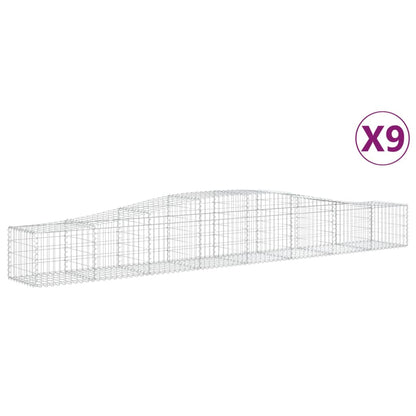 Gabionen mit Hochbogen 9 Stk. 400x50x40/60cm Verzinktes Eisen - Pazzar.ch