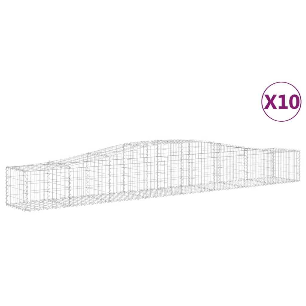 Gabionen mit Hochbogen 10 Stk. 400x50x40/60cm Verzinktes Eisen - Pazzar.ch