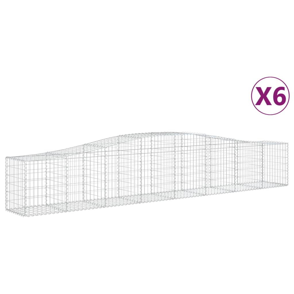 Gabionen mit Hochbogen 6 Stk. 400x50x60/80cm Verzinktes Eisen - Pazzar.ch