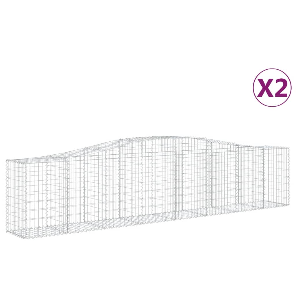 Gabionen mit Hochbogen 2 Stk. 400x50x80/100cm Verzinktes Eisen - Pazzar.ch