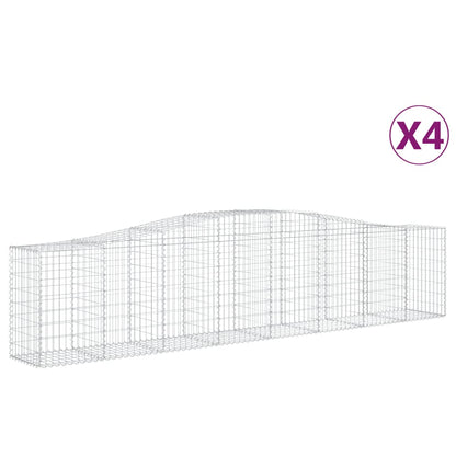 Gabionen mit Hochbogen 4 Stk. 400x50x80/100cm Verzinktes Eisen - Pazzar.ch