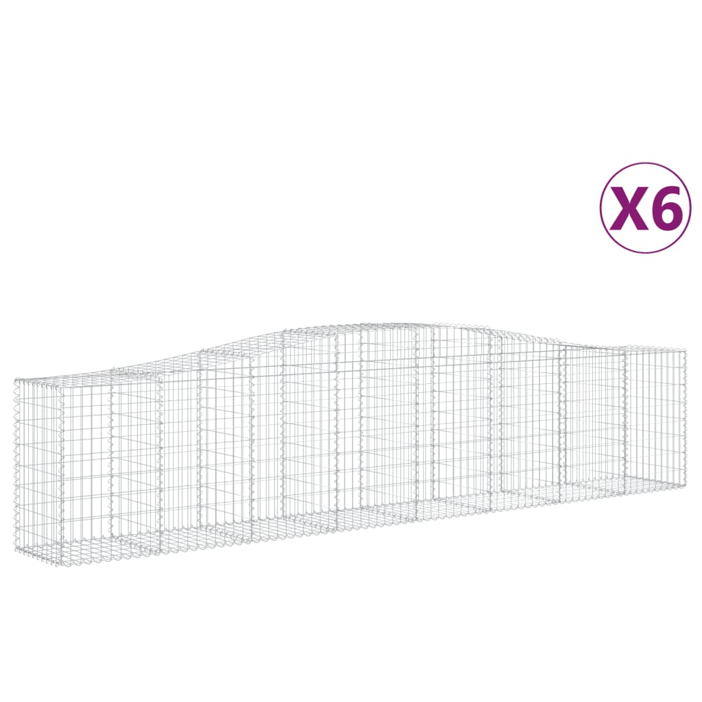 Gabionen mit Hochbogen 6 Stk. 400x50x80/100cm Verzinktes Eisen - Pazzar.ch