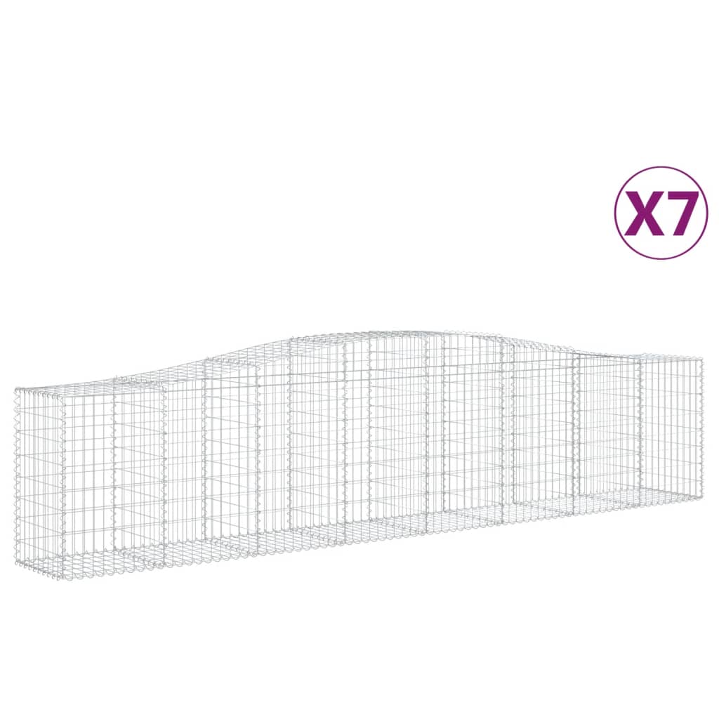 Gabionen mit Hochbogen 7 Stk. 400x50x80/100cm Verzinktes Eisen - Pazzar.ch
