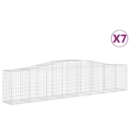 Gabionen mit Hochbogen 7 Stk. 400x50x80/100cm Verzinktes Eisen - Pazzar.ch