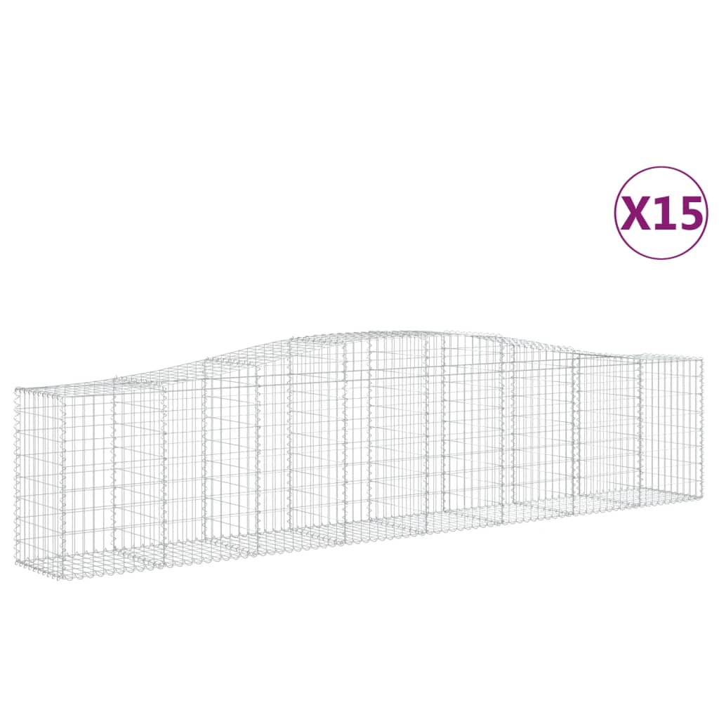 Gabionen mit Hochbogen 15 Stk. 400x50x80/100cm Verzinktes Eisen - Pazzar.ch