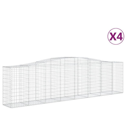 Gabionen mit Hochbogen 4 Stk. 400x50x100/120cm Verzinktes Eisen - Pazzar.ch