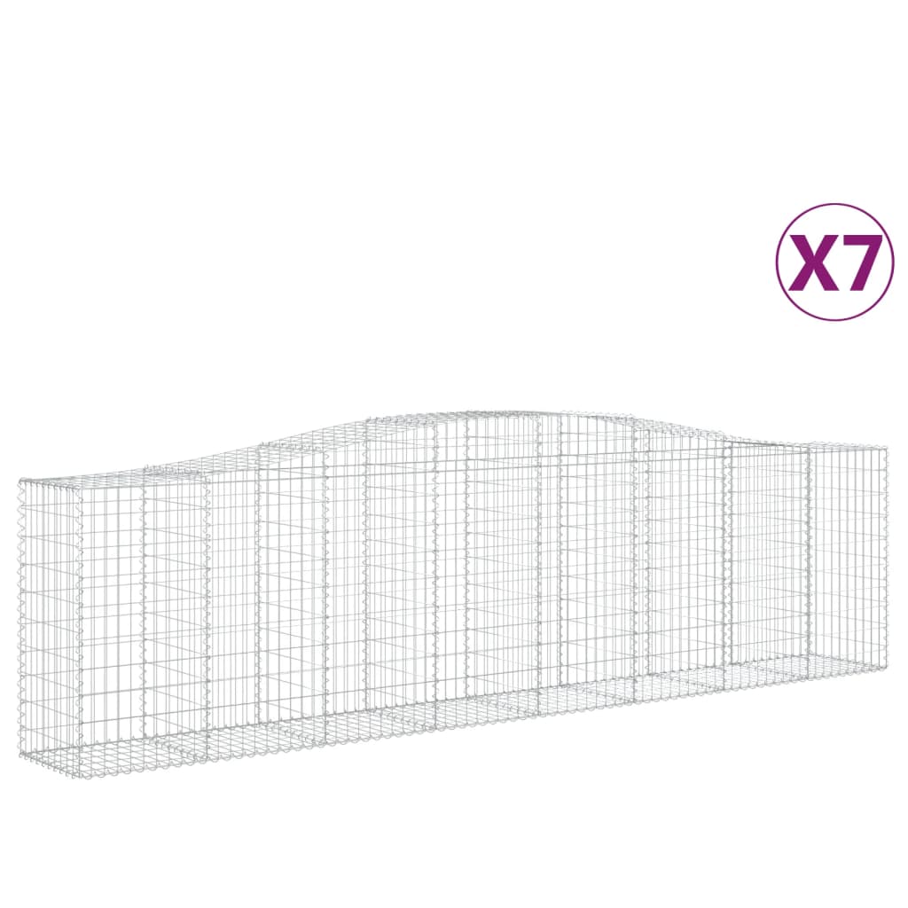 Gabionen mit Hochbogen 7 Stk. 400x50x100/120cm Verzinktes Eisen - Pazzar.ch