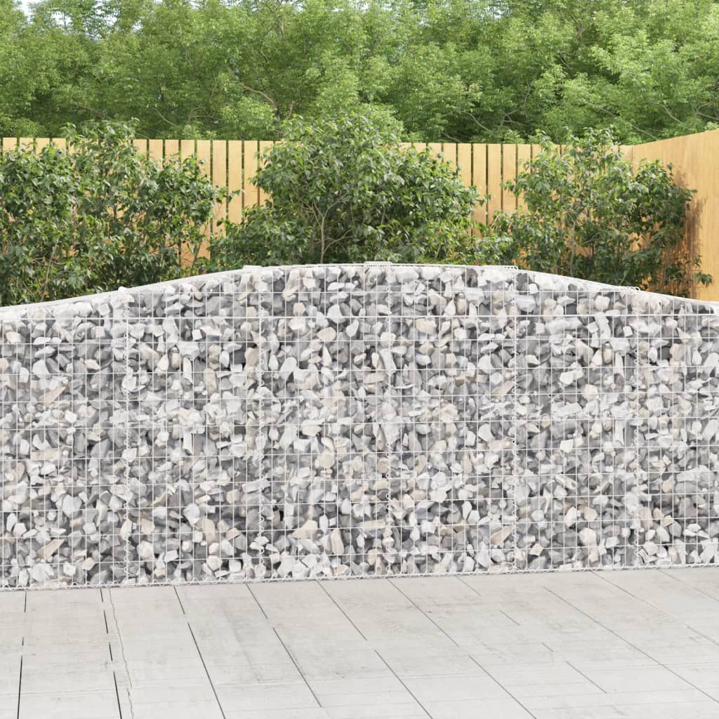 Gabionen mit Hochbogen 7 Stk. 400x50x100/120cm Verzinktes Eisen - Pazzar.ch