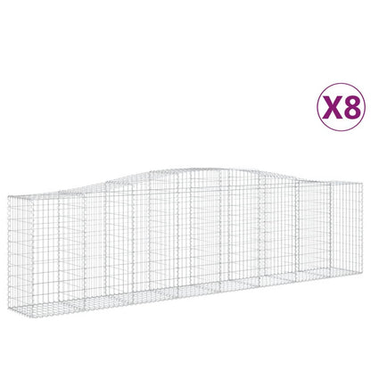 Gabionen mit Hochbogen 8 Stk. 400x50x100/120cm Verzinktes Eisen - Pazzar.ch