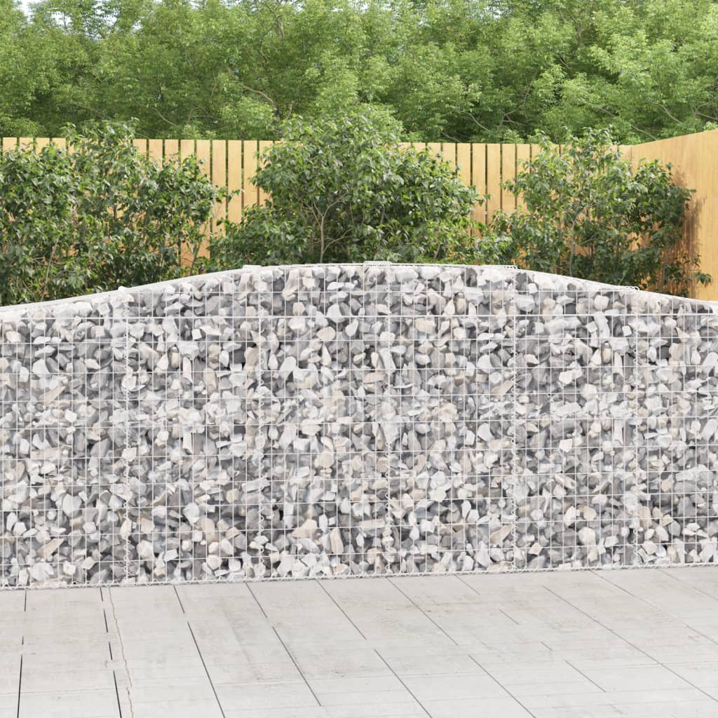 Gabionen mit Hochbogen 8 Stk. 400x50x100/120cm Verzinktes Eisen - Pazzar.ch
