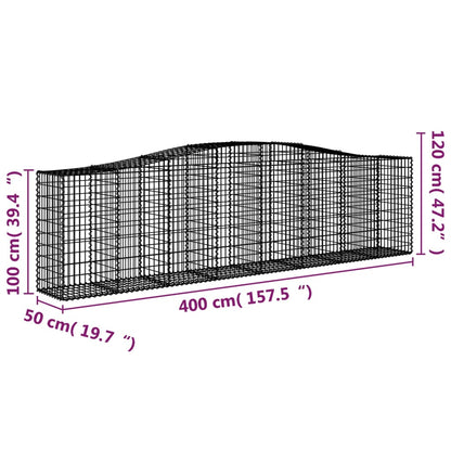 Gabionen mit Hochbogen 10 Stk 400x50x100/120cm Verzinktes Eisen - Pazzar.ch