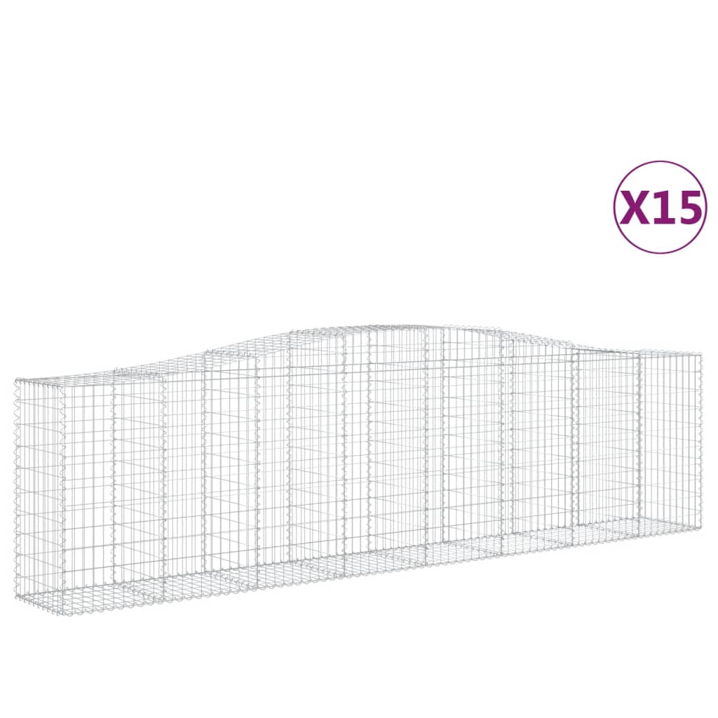 Gabionen mit Hochbogen 15 Stk 400x50x100/120cm Verzinktes Eisen - Pazzar.ch