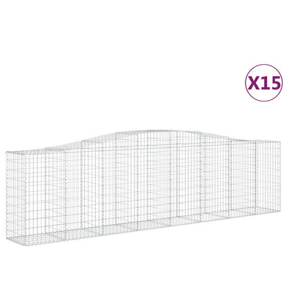 Gabionen mit Hochbogen 15 Stk 400x50x100/120cm Verzinktes Eisen - Pazzar.ch