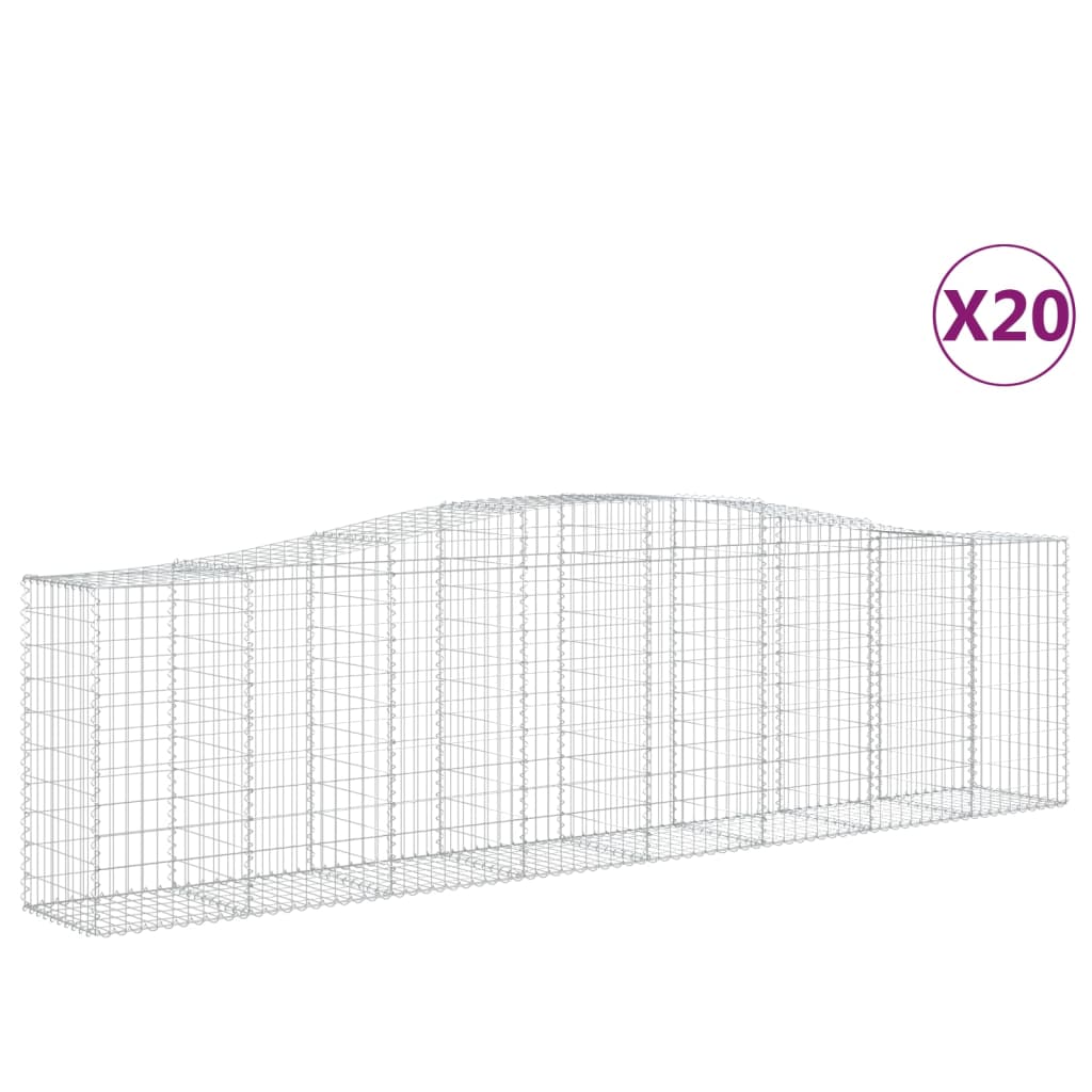 Gabionen mit Hochbogen 20 Stk 400x50x100/120cm Verzinktes Eisen - Pazzar.ch
