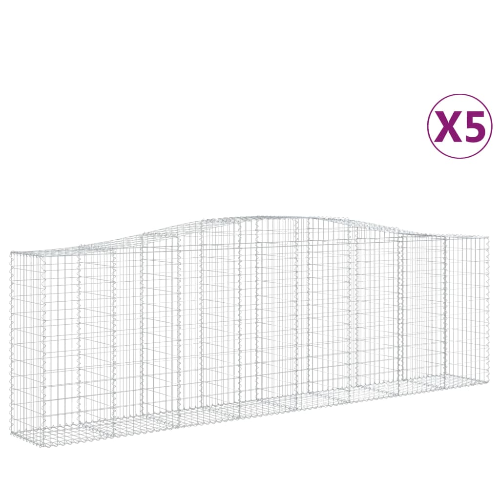 Gabionen mit Hochbogen 5 Stk. 400x50x120/140cm Verzinktes Eisen - Pazzar.ch