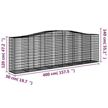 Gabionen mit Hochbogen 8 Stk. 400x50x120/140cm Verzinktes Eisen - Pazzar.ch