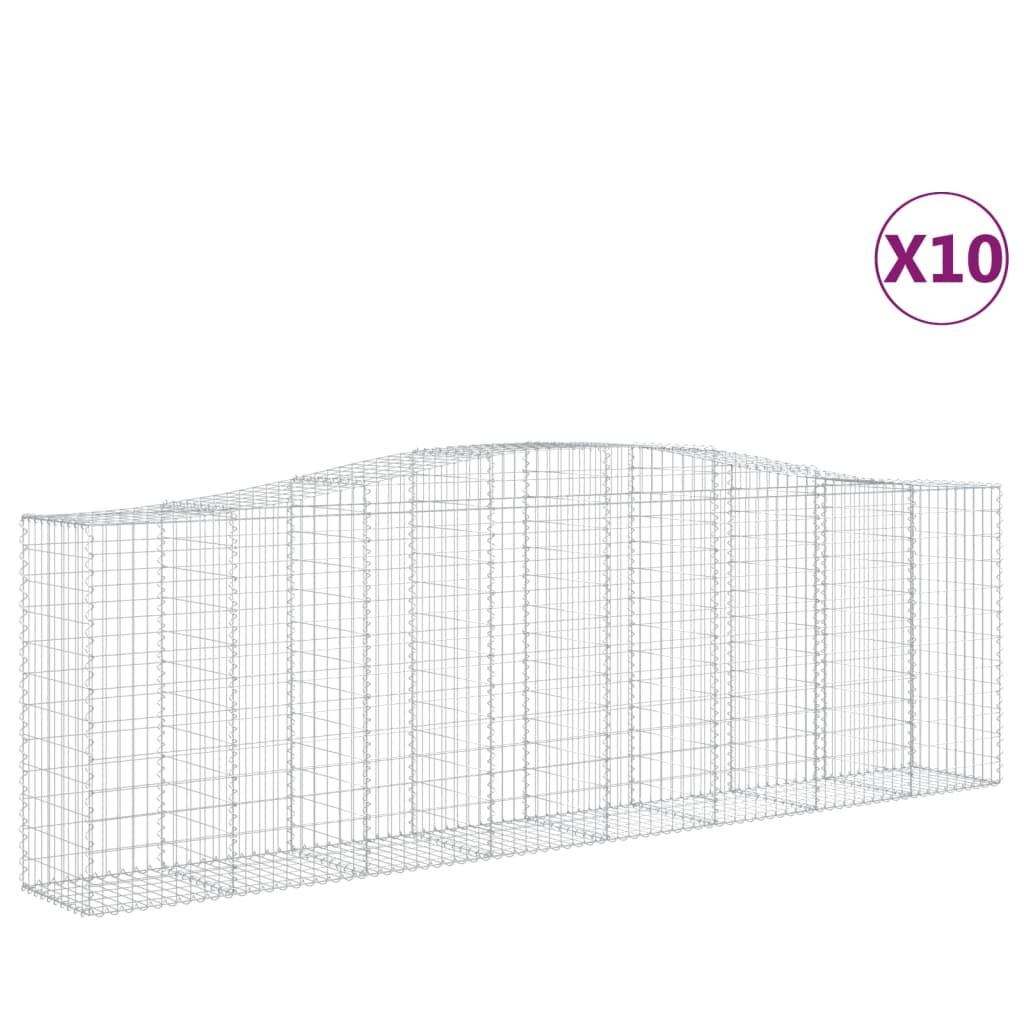 Gabionen mit Hochbogen 10 Stk 400x50x120/140cm Verzinktes Eisen - Pazzar.ch