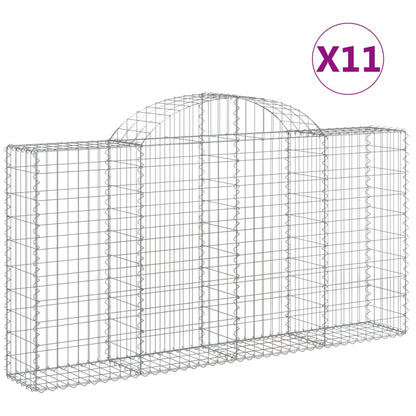 Gabionen mit Hochbogen 11Stk. 200x30x100/120cm Verzinktes Eisen - Pazzar.ch