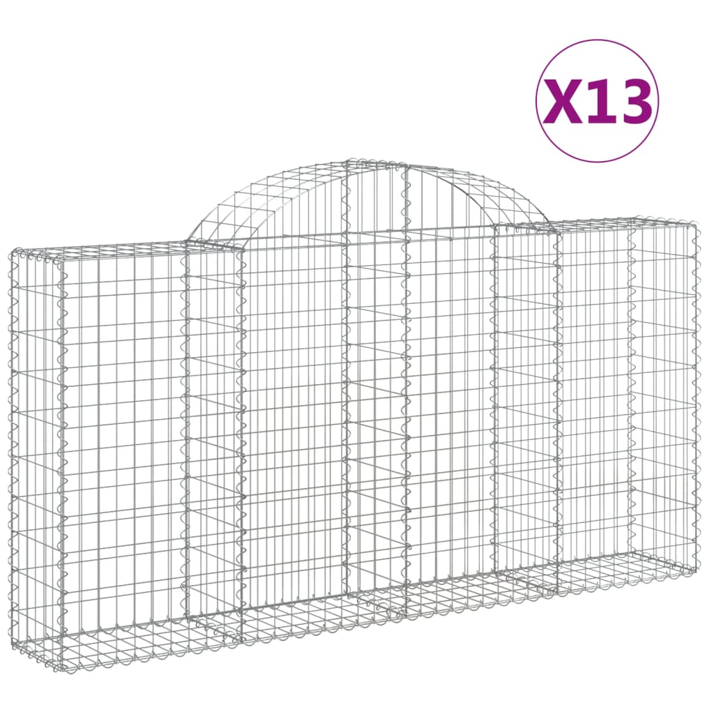 Gabionen mit Hochbogen 13Stk. 200x30x100/120cm Verzinktes Eisen - Pazzar.ch