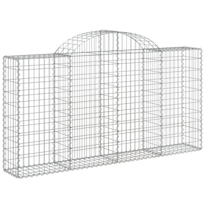 Gabionen mit Hochbogen 13Stk. 200x30x100/120cm Verzinktes Eisen - Pazzar.ch