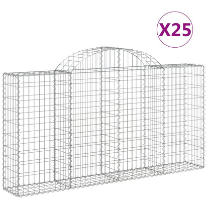 Gabionen mit Hochbogen 25Stk. 200x30x100/120cm Verzinktes Eisen - Pazzar.ch