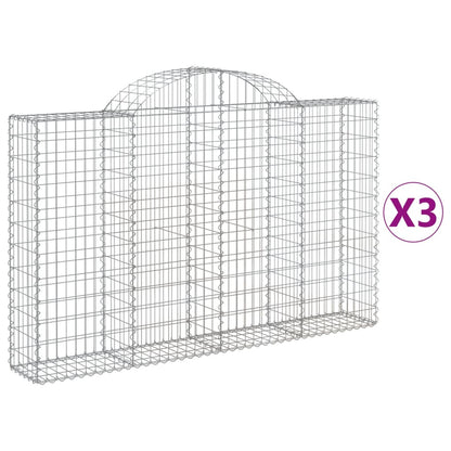 Gabionen mit Hochbogen 3 Stk. 200x30x120/140cm Verzinktes Eisen - Pazzar.ch