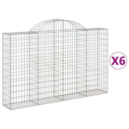Gabionen mit Hochbogen 6 Stk. 200x30x120/140cm Verzinktes Eisen - Pazzar.ch