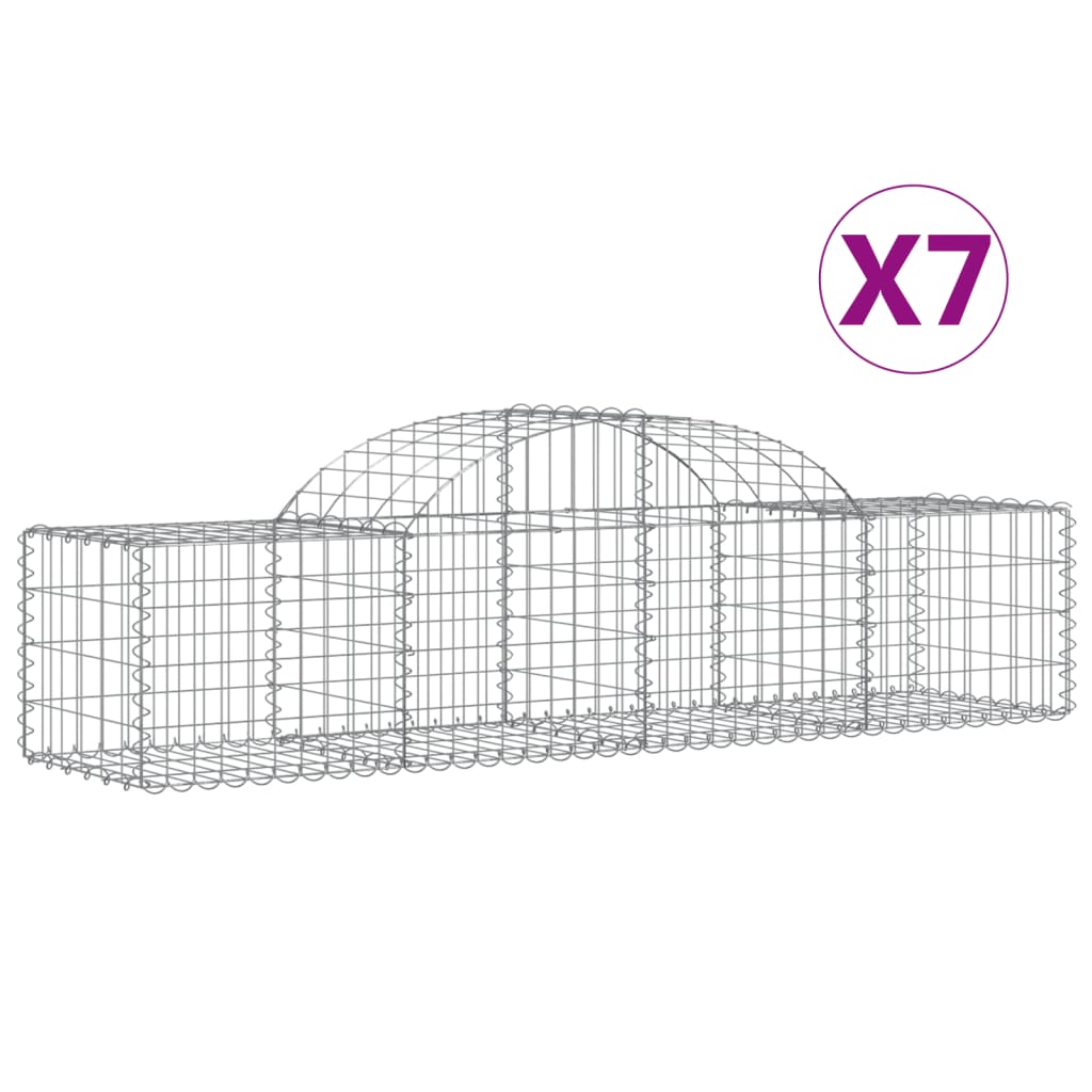 Gabionen mit Hochbogen 7 Stk. 200x50x40/60 cm Verzinktes Eisen - Pazzar.ch