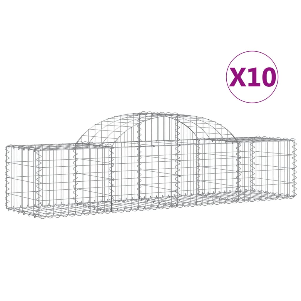 Gabionen mit Hochbogen 10 Stk. 200x50x40/60 cm Verzinktes Eisen - Pazzar.ch