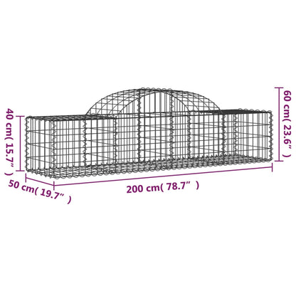 Gabionen mit Hochbogen 10 Stk. 200x50x40/60 cm Verzinktes Eisen - Pazzar.ch