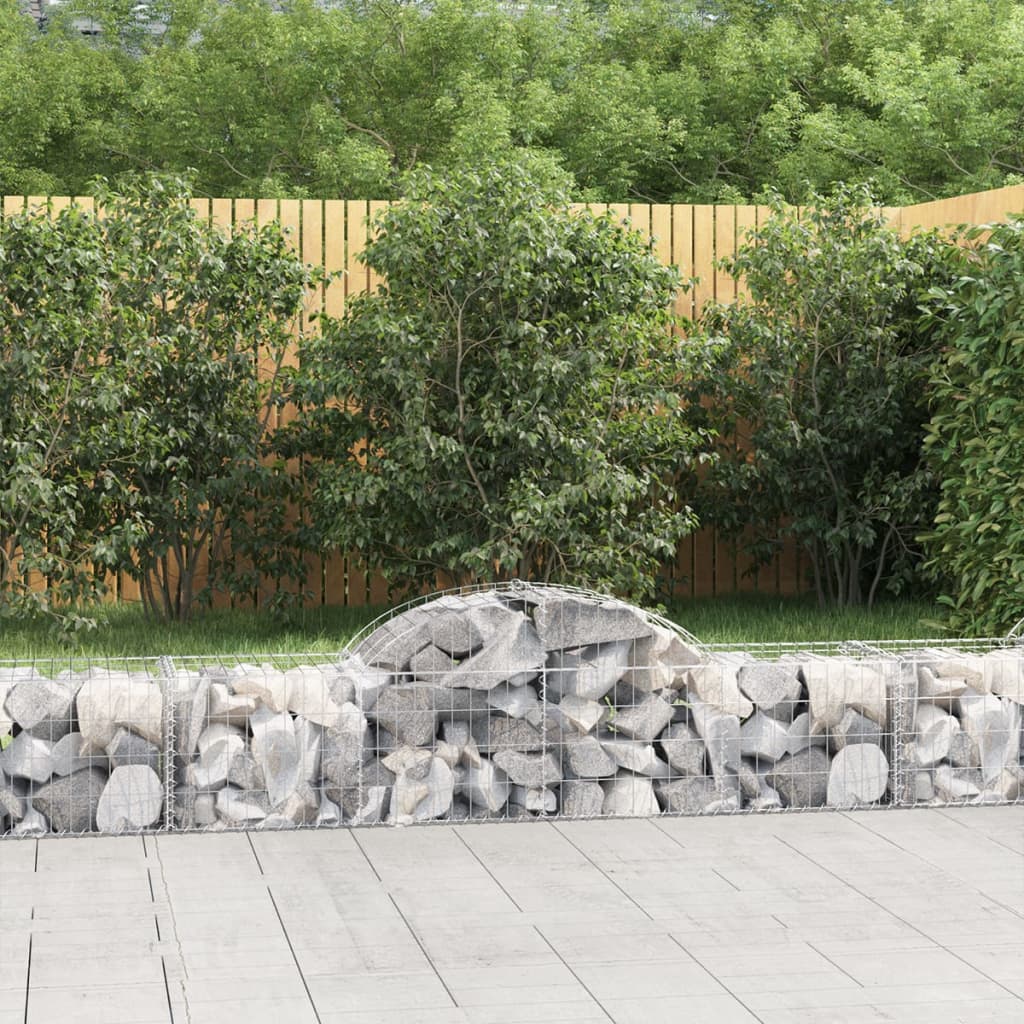 Gabionen mit Hochbogen 10 Stk. 200x50x40/60 cm Verzinktes Eisen - Pazzar.ch