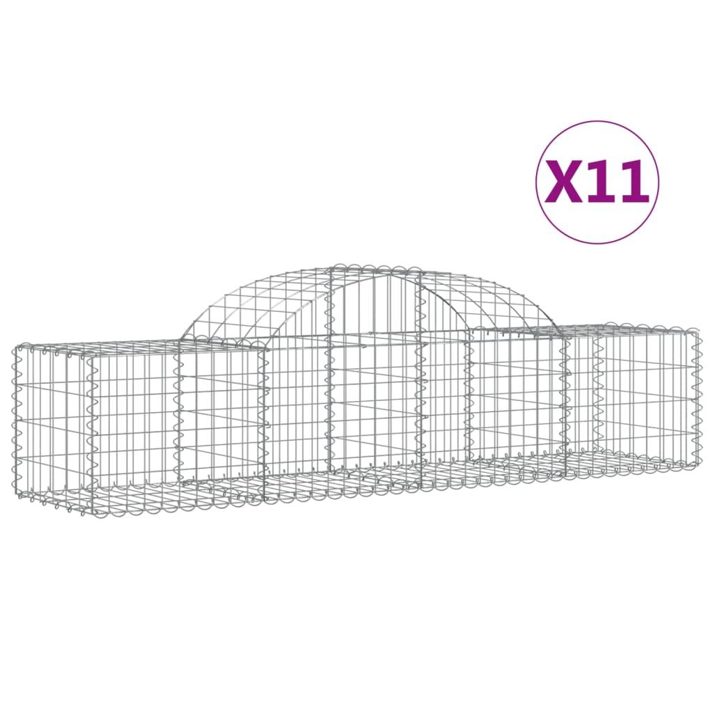 Gabionen mit Hochbogen 11 Stk. 200x50x40/60 cm Verzinktes Eisen - Pazzar.ch