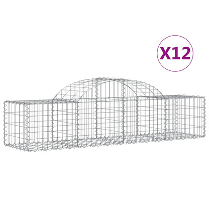 Gabionen mit Hochbogen 12 Stk. 200x50x40/60 cm Verzinktes Eisen - Pazzar.ch
