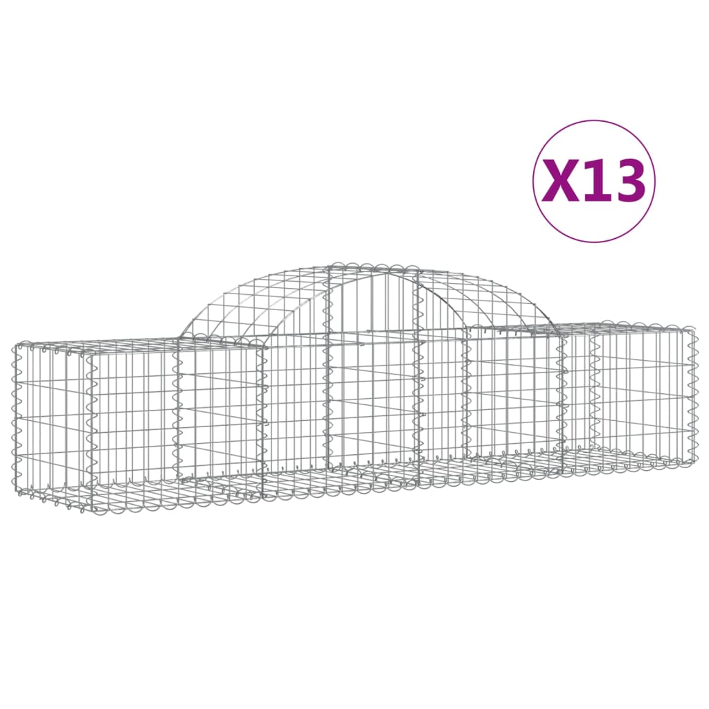 Gabionen mit Hochbogen 13 Stk. 200x50x40/60 cm Verzinktes Eisen - Pazzar.ch