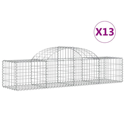 Gabionen mit Hochbogen 13 Stk. 200x50x40/60 cm Verzinktes Eisen - Pazzar.ch