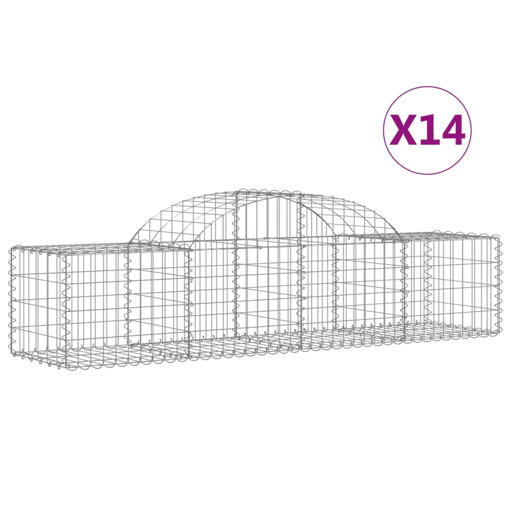 Gabionen mit Hochbogen 14 Stk. 200x50x40/60 cm Verzinktes Eisen - Pazzar.ch