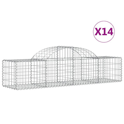 Gabionen mit Hochbogen 14 Stk. 200x50x40/60 cm Verzinktes Eisen - Pazzar.ch