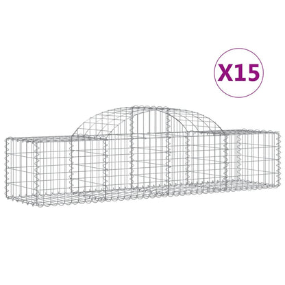 Gabionen mit Hochbogen 15 Stk. 200x50x40/60 cm Verzinktes Eisen - Pazzar.ch