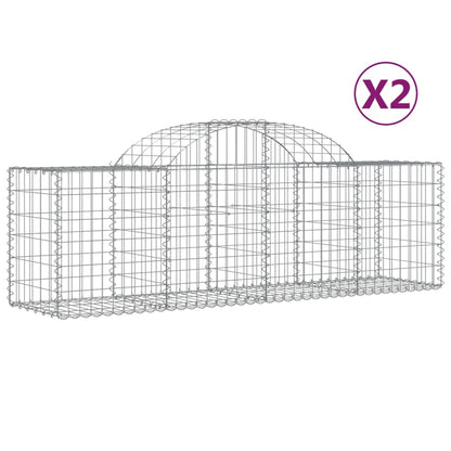 Gabionen mit Hochbogen 2 Stk. 200x50x60/80 cm Verzinktes Eisen - Pazzar.ch