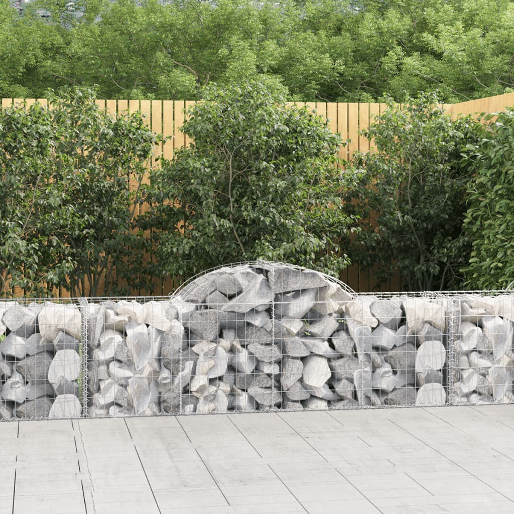 Gabionen mit Hochbogen 3 Stk. 200x50x60/80 cm Verzinktes Eisen - Pazzar.ch