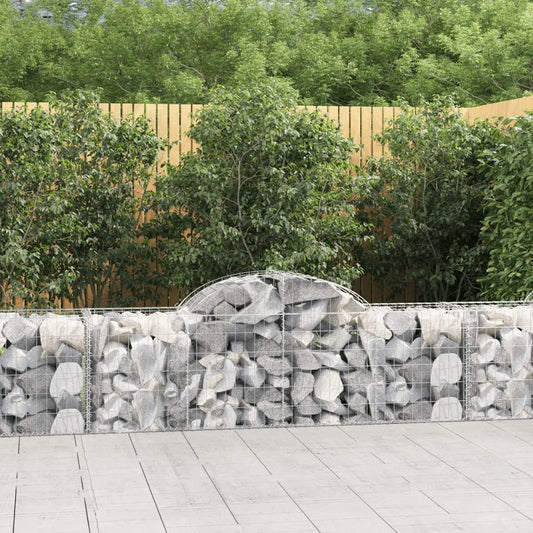 Gabionen mit Hochbogen 3 Stk. 200x50x60/80 cm Verzinktes Eisen - Pazzar.ch