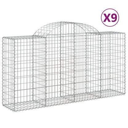 Gabionen mit Hochbogen 9 Stk. 200x50x100/120cm Verzinktes Eisen - Pazzar.ch