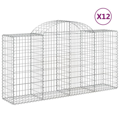 Gabionen mit Hochbogen 12 Stk 200x50x100/120cm Verzinktes Eisen - Pazzar.ch